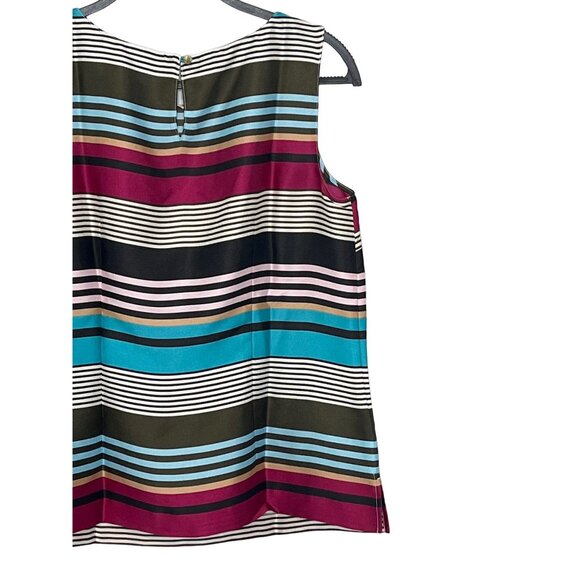 Talbots Sleeveless Satin Blouse Small Striped Blue Green Pink Shell Career Top - Picture 11 of 12
